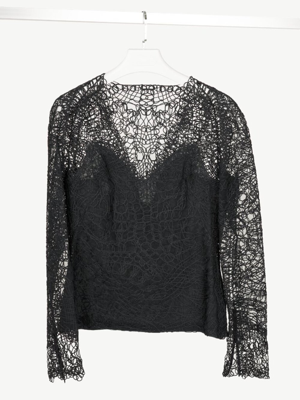 Tom Ford Black Soutache-Embroidered Long-Sleeve Top